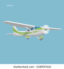 Small plane vector illustration. Single engine propelled aircraft. Vector illustration. Icon