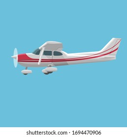 Small plane vector illustration. Single engine propelled aircraft. Vector illustration. Icon flat design style