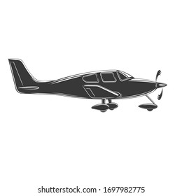 Small plane vector illustration. Single engine propelled aircraft. Vector illustration. Icon