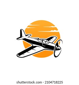 Small plane vector illustration. single engine propelled aircraft.