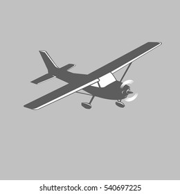 Small plane vector illustration. Single engine propelled light aircraft.