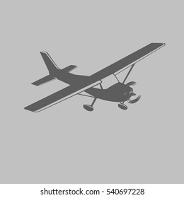 Small plane vector illustration. Single engine propelled light aircraft.