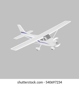 Small plane vector illustration. Single engine propelled light aircraft.