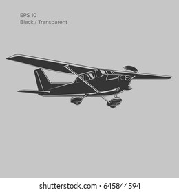 Small plane vector illustration. Single engine propelled aircraft. Vector illustration. Icon