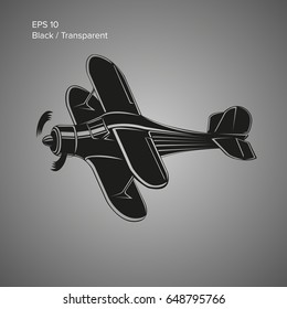 Small plane vector illustration. Single engine propelled biplane aircraft. Vector illustration.