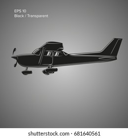 Small plane vector illustration. Single engine propelled aircraft. Vector illustration. Icon