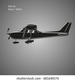 Small plane vector illustration. Single engine propelled aircraft. Vector illustration. Icon