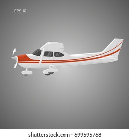 Small plane vector illustration. Single engine propelled aircraft.