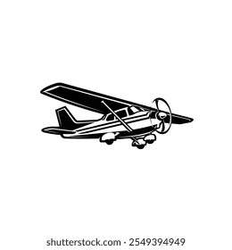 Small plane vector monochrome illustration isolated