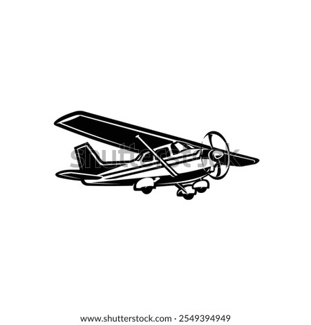 Small plane vector monochrome illustration isolated