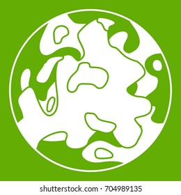 Small planet icon white isolated on green background. Vector illustration
