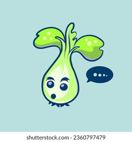 Small plant character designs with various cute expressions and emotions. Vector ilustration