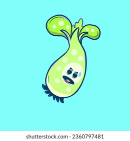 Small plant character designs with various cute expressions and emotions. Vector ilustration
