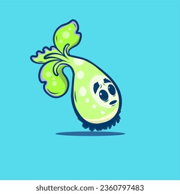 Small plant character designs with various cute expressions and emotions. Vector ilustration