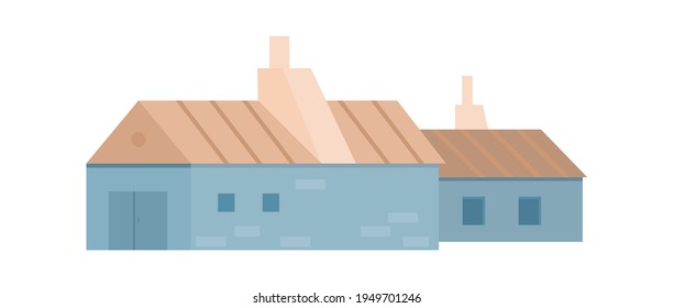 Small plant factory building, flat vector illustration isolated on background.