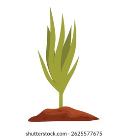 Small plant is growing from a pile of dirt, illustrating the concept of agriculture and plant growth