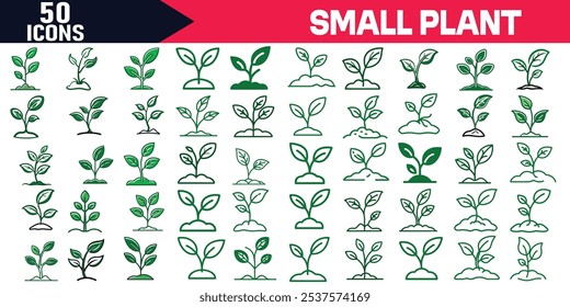 Small Plant or Natural Plant Life Flat Vector Icon Minimalist Green Plant Design for Nature Themes