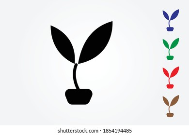 A small plant on vase icon on white background