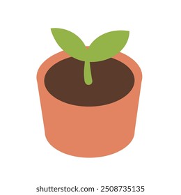 Small plant in pot vector art, simple potted plant flat design illustration
