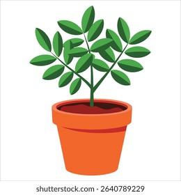 Small plant in pot vector illustration. Great for botany, indoor gardening, and green lifestyle themes.