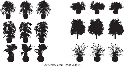 Small Plant Silhouette - Set Of silhouettes Small Plants 