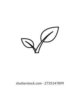 Small plant sprout with two green leaves growing upward against a clean white background symbolizing growth renewal and new beginnings