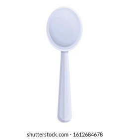 Small plastic spoon icon. Cartoon of small plastic spoon vector icon for web design isolated on white background