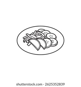 Pequena placa de Tsukemono com fatias vegetais variadas para picles japoneses