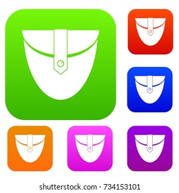 Small pocket patch set icon color in flat style isolated on white. Collection sings vector illustration
