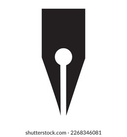 A small, pointed metal tip on an ink pen that allows ink to flow onto paper for writing or drawing.