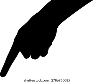 Small Pointing Finger Hand Silhouette Isolated on White Background