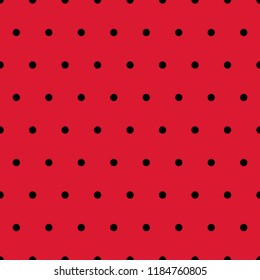 Small Polka Dots Ladybug seamless pattern on a red background with black spots