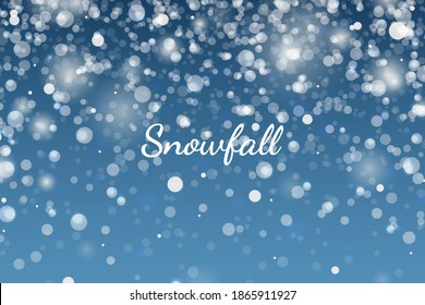 Pequeño polen para los antecedentes de Año Nuevo. Navidad 2021. Nieve navideña en un fondo azul. Ilustración del vector