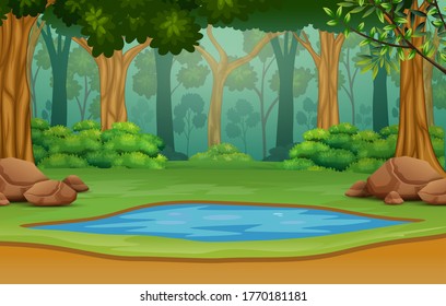 Small pond in the middle of the forest