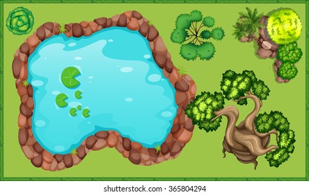 Small pond in the park illustration