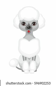 Small poodle. Vector image of a cute purebred dogs in cartoon style.