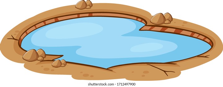 Small pool with fresh water on white background illustration