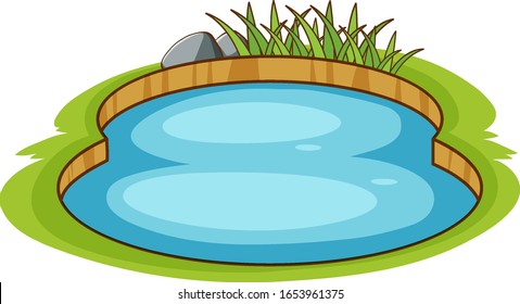Small pool in the garden on white background illustration