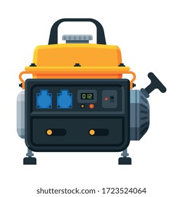 Small Portable Power Generator, Electrical Engine Equipment Vector Illustration