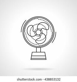 Small portative fan a front view. Climatic appliances. Summer comfort. Air cooler. Flat line style vector icon
