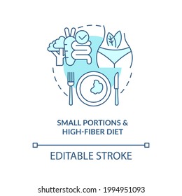 Small portions and high fiber diet concept icon. Eating in small amounts. Diet for diabetes abstract idea thin line illustration. Vector isolated outline color drawing. Editable stroke