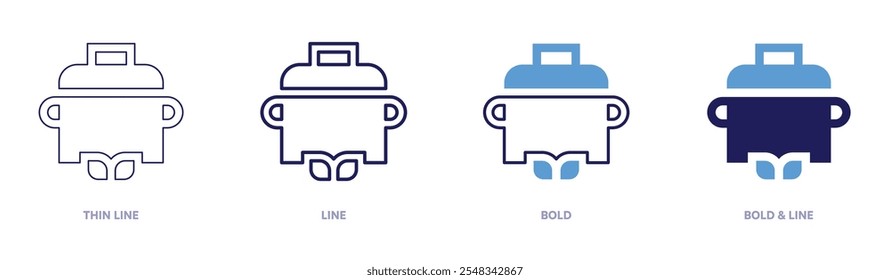 Small pot icon in 4 different styles. Thin Line, Line, Bold, and Bold Line. Duotone style. Editable stroke.