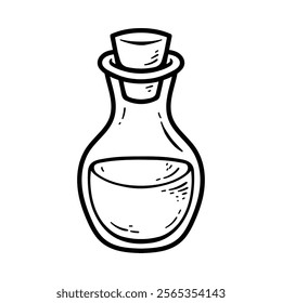 small potion bottle isolated drawing line art style sketch classic vintage design illustration