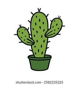 Small potted cactus plant isolated vector
