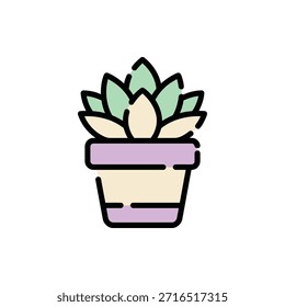 Una Pequeña planta suculenta en maceta que representa el crecimiento y la naturaleza calmante en línea rota estilo MBE.