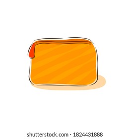 Small pouch, orange clutch. Flat vector illustration.