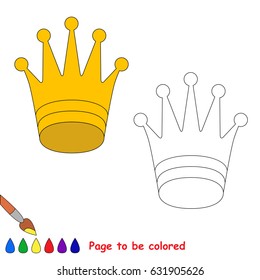 Small Princess Crown to be colored, the coloring book for preschool kids with easy educational gaming level.
