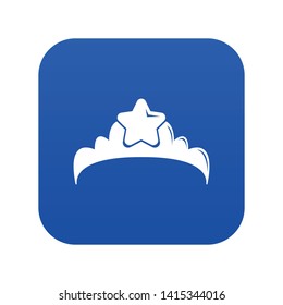 Small princess crown icon blue vector isolated on white background