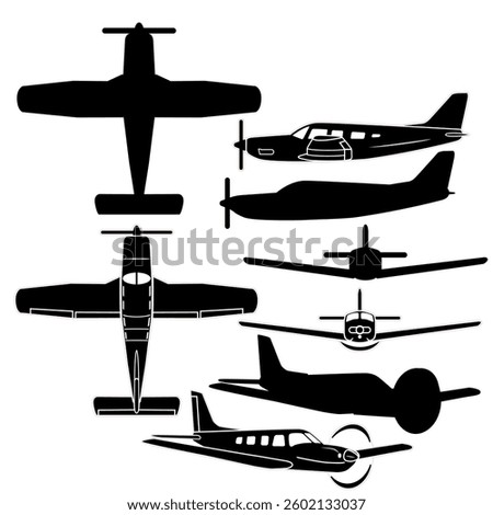 Small private airplane vetor set for vinyl projects