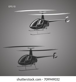 Small private helicopter vector illustration. Modern light aircraft